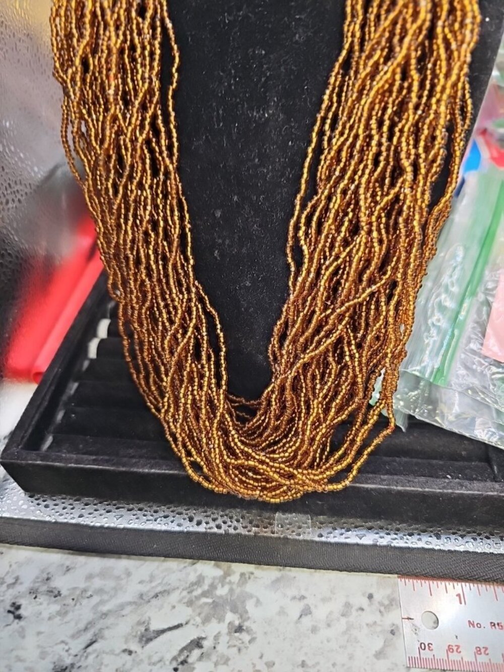 Necklace Multi-Strand Glass Seed Beads Loop Closure 22"inch